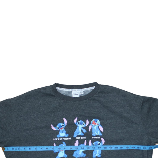 Disney Women’s Grey Stitch Sweatshirt Lilo & Stitch Graphic Print Size L