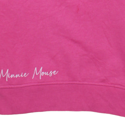 Disney Minnie Mouse Pink Crew Neck Sweatshirt Women 2XS Cotton Blend