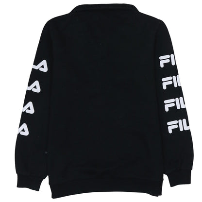 FILA Mens Black XS 1/4 Zip Logo Fleece Sweatshirt