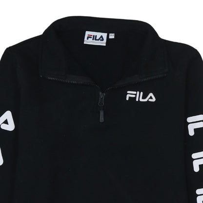 FILA Mens Black XS 1/4 Zip Logo Fleece Sweatshirt
