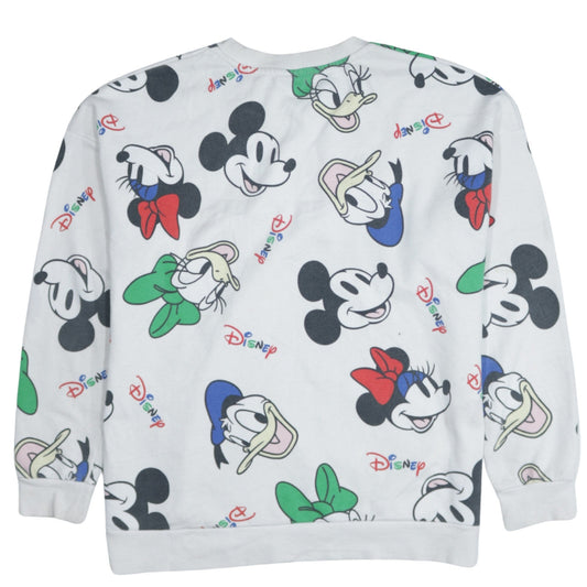 Disney Women White Multicoloured Sweatshirt L Mickey & Friends Print
