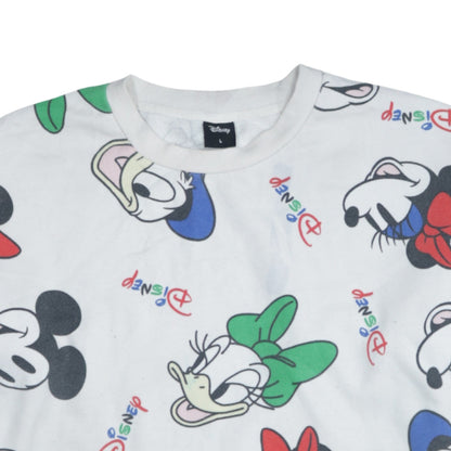 Disney Women White Multicoloured Sweatshirt L Mickey & Friends Print