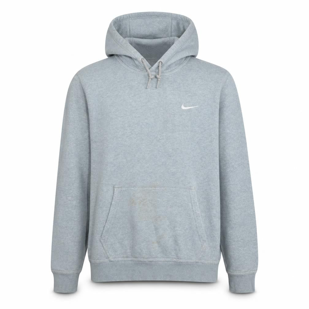 Nike Men's Grey Pullover Hoodie L Logo Fleece Sweatshirt