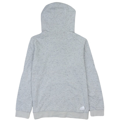 Adidas Boys Grey Pullover Hoodie Size 13-14 Years Regular Fit Logo Print