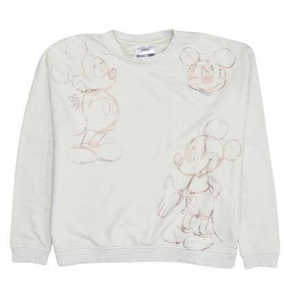 Disney C&A Women White XS Pullover Sweatshirt Mickey Mouse Print