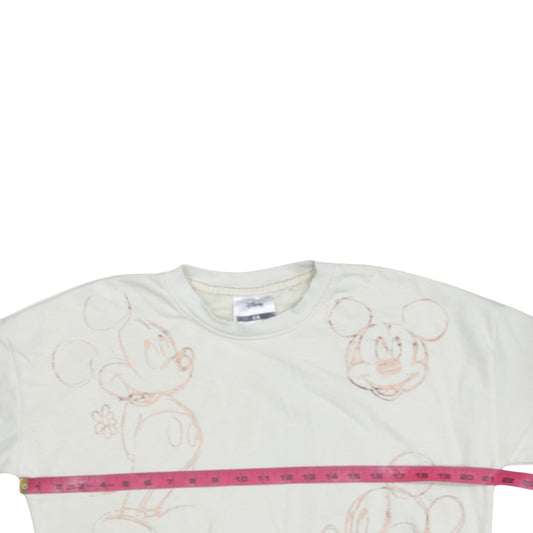 Disney C&A Women White XS Pullover Sweatshirt Mickey Mouse Print