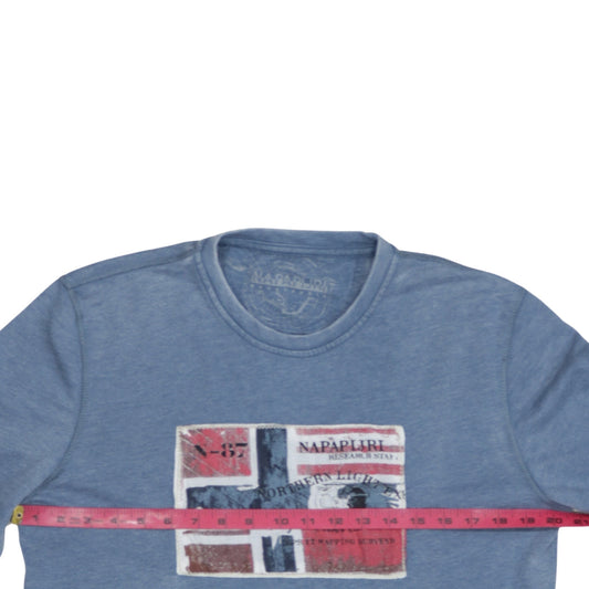 Napapijri Men Blue Medium Pullover Crew Neck Graphic Sweatshirt