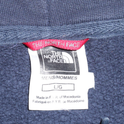 The North Face Men's Blue Pullover Hoodie L Logo Fleece Cotton