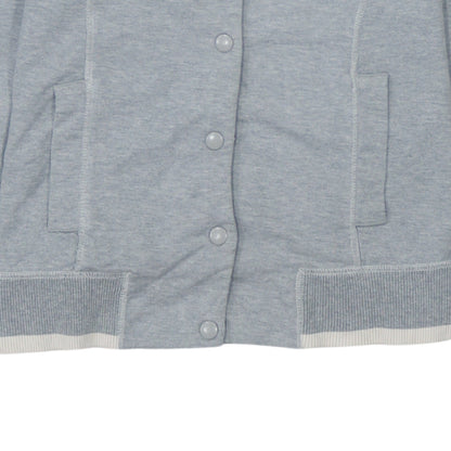 Puma Womens Grey Hoodie Size 14 Snap Button Hooded Sweatshirt