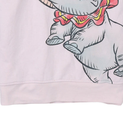 Disney Dumbo Pink Pullover Hoodie Women 2XS Cotton Graphic Sweatshirt