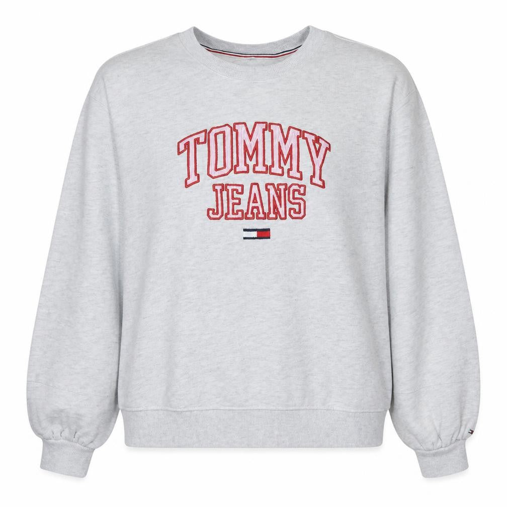 Tommy Jeans Womens Grey 2XL Pullover Sweatshirt Embroidered Logo