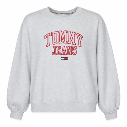 Tommy Jeans Womens Grey 2XL Pullover Sweatshirt Embroidered Logo