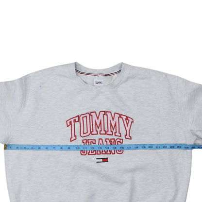 Tommy Jeans Womens Grey 2XL Pullover Sweatshirt Embroidered Logo