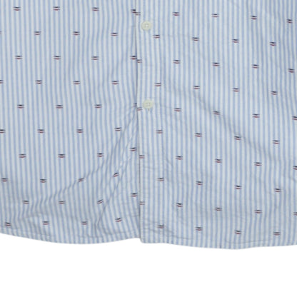 Hilfiger Denim Men's Blue Striped Button-Down Cotton Shirt Size L