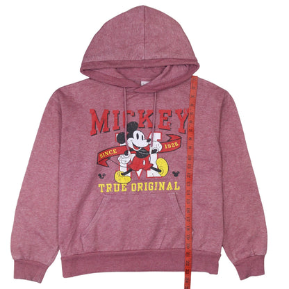 Disney Womens Pink Mickey Mouse Pullover Hoodie Size 10/12
