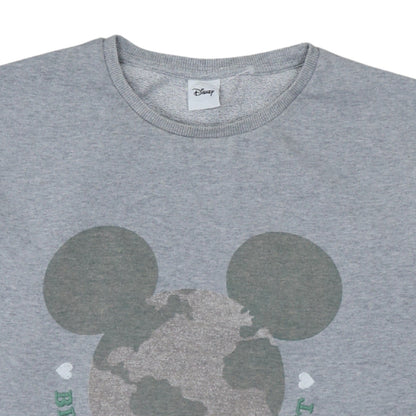 Disney Women Grey Crew Neck Pullover Sweatshirt Size M Be Kind To Our Planet