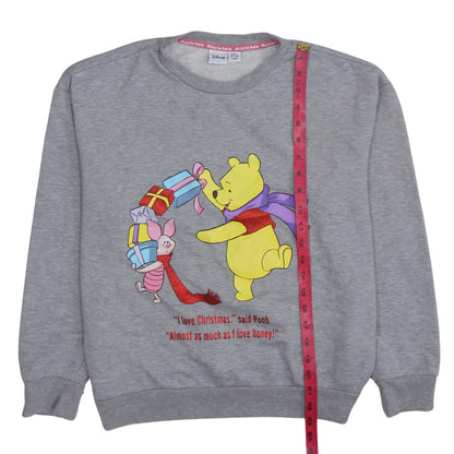 Disney Winnie the Pooh Grey Christmas Sweatshirt Women M 12/14