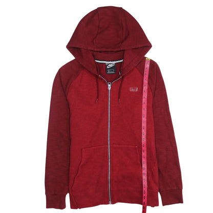 Nike Men's Red Full Zip Hoodie Small Lightweight Cotton Blend