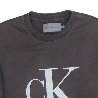Calvin Klein Jeans Men Brown Cotton Logo Sweatshirt Size S
