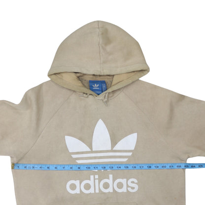 Adidas Men’s Beige Pullover Hoodie L Logo Graphic Cotton Blend
