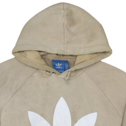 Adidas Men’s Beige Pullover Hoodie L Logo Graphic Cotton Blend
