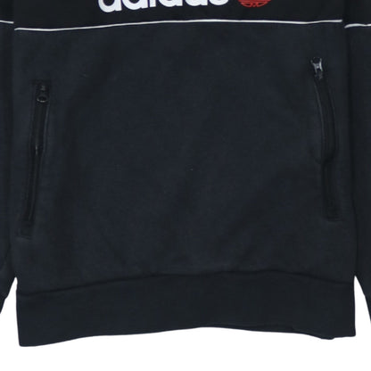 Adidas Boys Black 13-14 Years 1/4 Zip Hoodie with Stripes and Logo