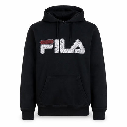 Fila Men's Black Pullover Hoodie Small Logo Fleece Sweatshirt