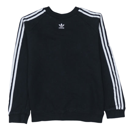 Adidas Womens Black Pullover Sweatshirt UK 14 Cotton Blend Crew Neck