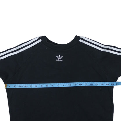 Adidas Womens Black Pullover Sweatshirt UK 14 Cotton Blend Crew Neck