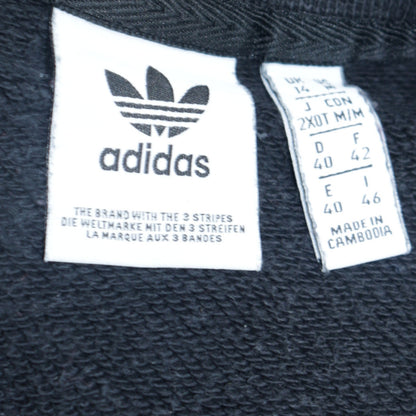 Adidas Womens Black Pullover Sweatshirt UK 14 Cotton Blend Crew Neck