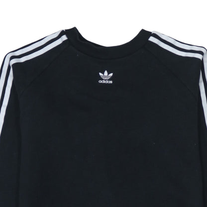 Adidas Womens Black Pullover Sweatshirt UK 14 Cotton Blend Crew Neck