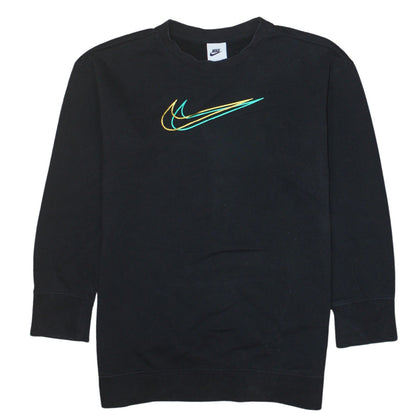 Nike Boys Black Large Sweatshirt with Multicoloured Swoosh Logo