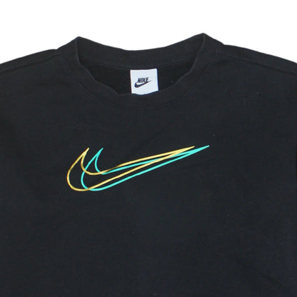Nike Boys Black Large Sweatshirt with Multicoloured Swoosh Logo