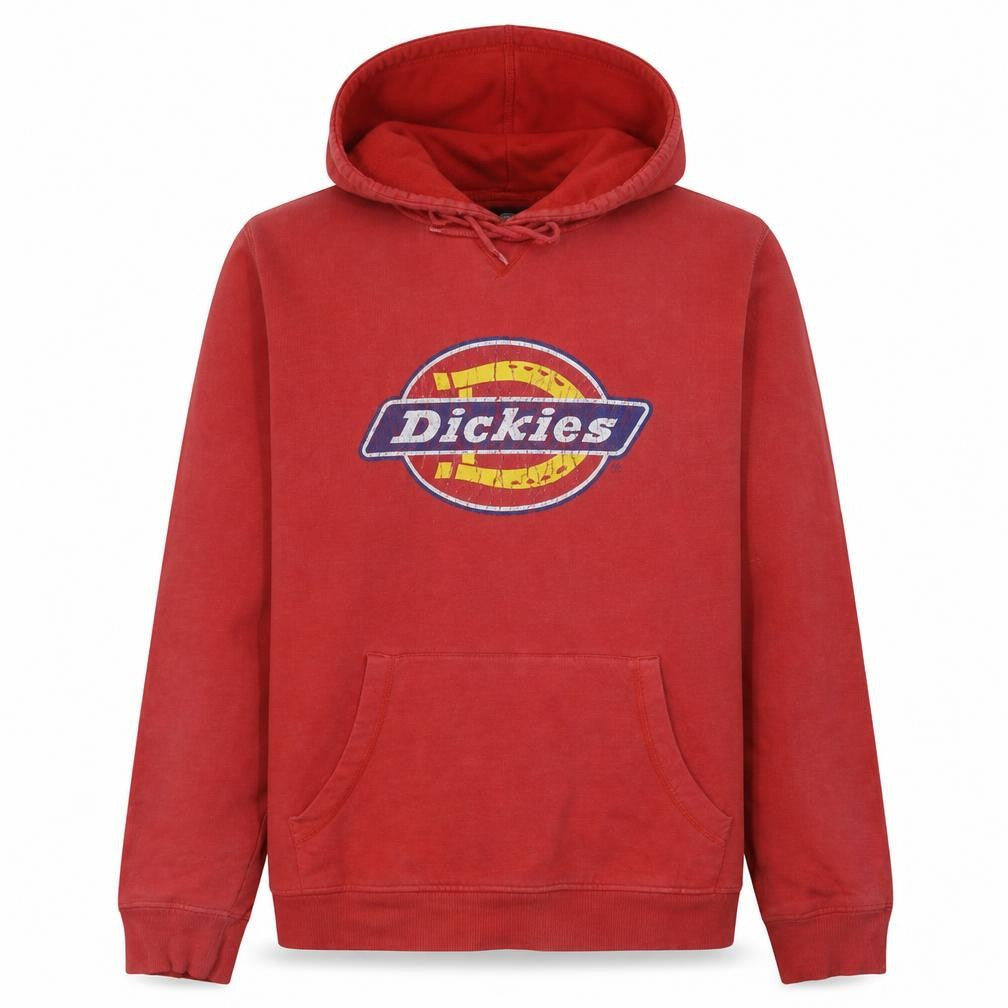 Dickies Mens Red Pullover Hoodie Medium Graphic Logo Cotton Blend