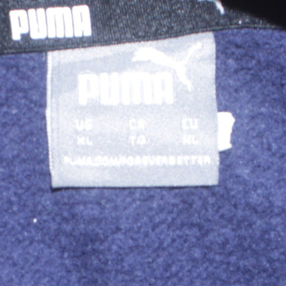 Puma Mens Blue Pullover Hoodie XL Logo Fleece Sweatshirt