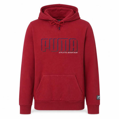 Puma Mens Red Pullover Hoodie Small Athletics Logo Fleece Sportswear
