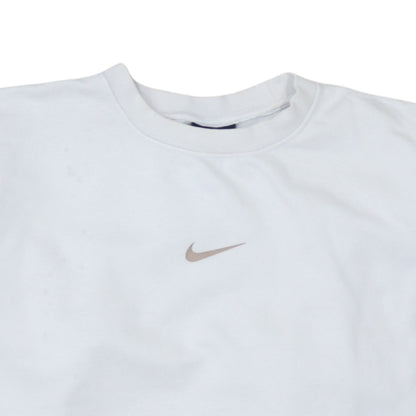 Nike Women White Colourblock Crew Neck Sweatshirt Size M 80s Style