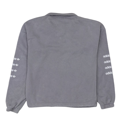Adidas Women’s Grey 1/4 Zip Sweatshirt Size 14A Logo Print Pullover