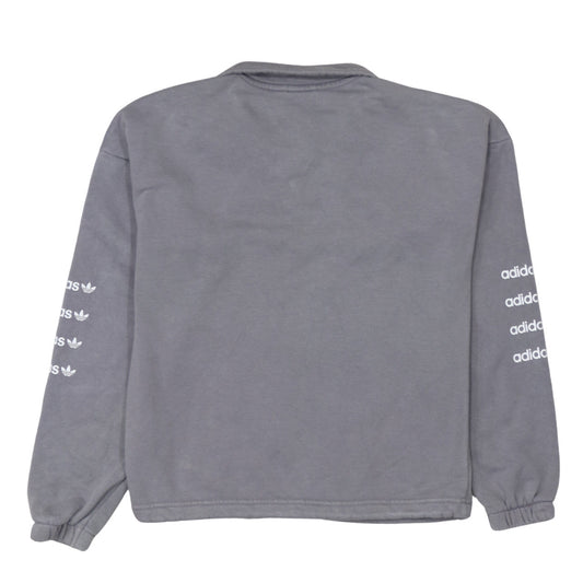 Adidas Women’s Grey 1/4 Zip Sweatshirt Size 14A Logo Print Pullover