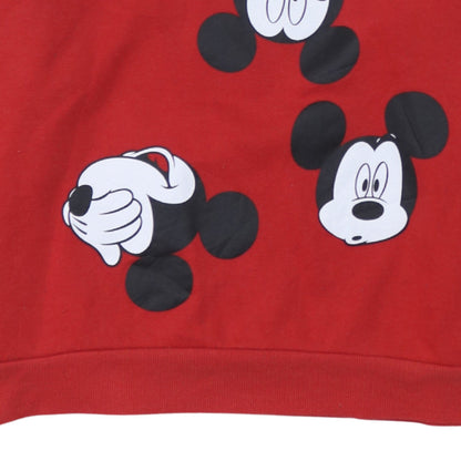 Disney Women Red Mickey Mouse Pullover Sweatshirt L