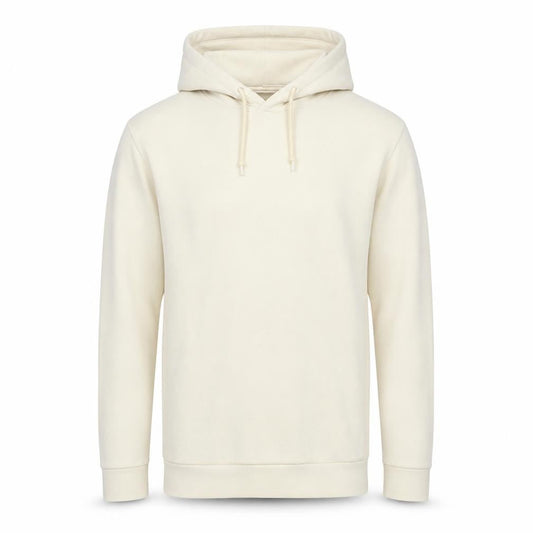 Front view of Adidas Men Beige Pullover Hoodie, size S, Cotton Blend