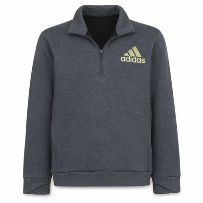 Adidas Boys Grey 11-12 Years 1/2 Zip Pullover Hoodie Sweatshirt