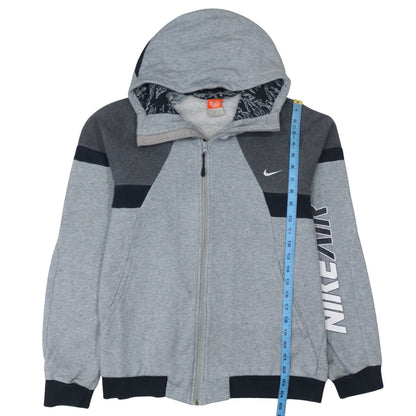 Nike Men's Grey Full Zip Hoodie M Sports Logo Fleece Sweatshirt