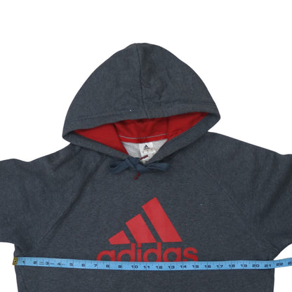 Adidas Men’s Grey Red Logo Pullover Hoodie Size M