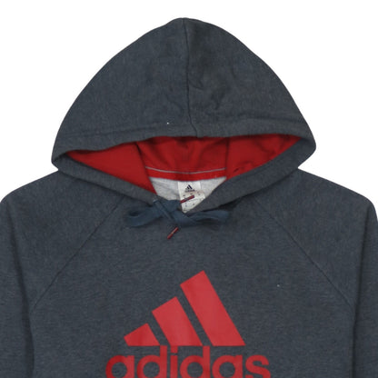 Adidas Men’s Grey Red Logo Pullover Hoodie Size M
