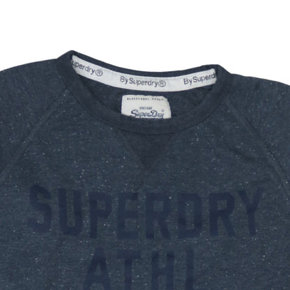 Superdry Men's Blue L Pullover Sweatshirt Crew Neck Logo Athletic