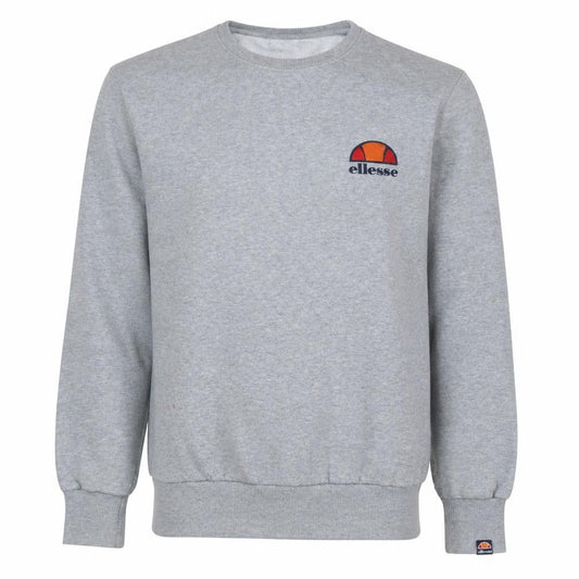 Front view of Ellesse Men's Grey Small Crew Neck Logo Sweatshirt Pullover