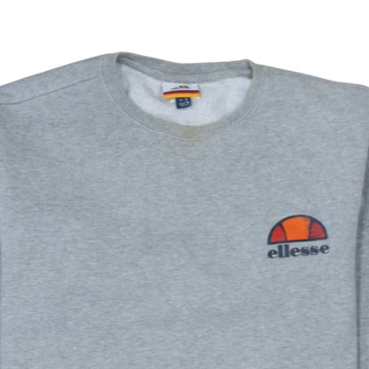Ellesse Men's Grey Small Crew Neck Logo Sweatshirt Pullover