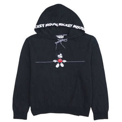 Disney Women's Black Mickey Mouse Hooded Pullover Sweatshirt Size M