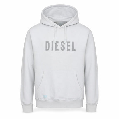 Diesel Men’s White Pullover Hoodie L Logo Fleece Sweatshirt